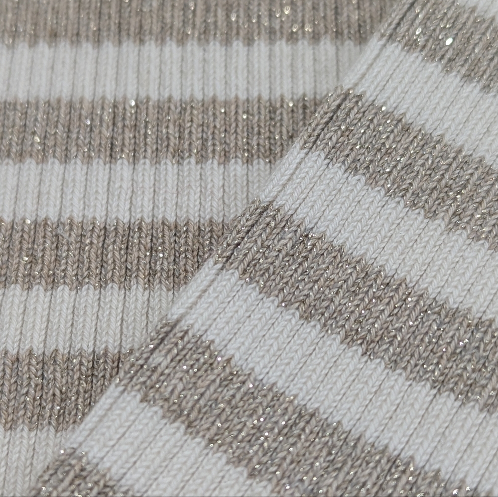 Vintage Liz Claiborne Rib Knit Metallic Stripe Turtleneck 1980's